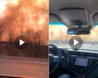 Пожар возле федеральной трассы